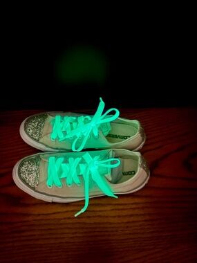 Converse Chuck Taylor All Star silver glitter sneakers with glow in dark laces
